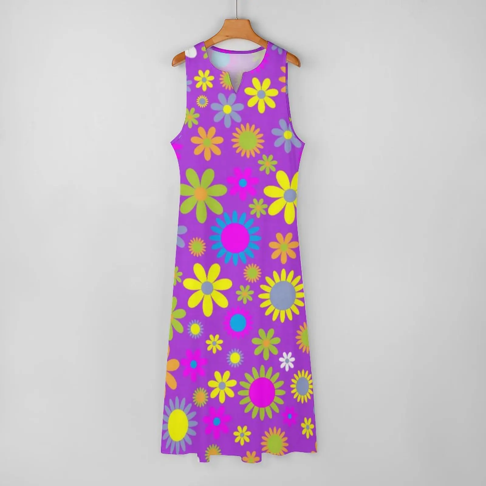 Rsychedelic Flower Power Robe Rétro 60s Impression Moderne Robe Maxi Femmes Motif Décontracté Robes Longues Esthétique Grande Taille Robe