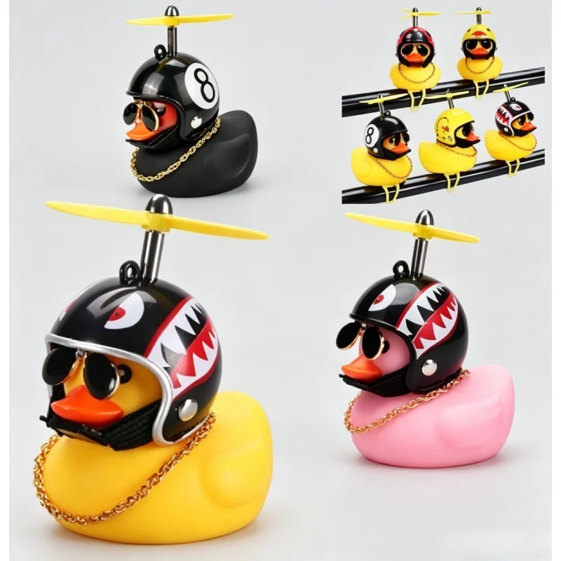 Pingente de Capacete de Pato Amarelo Fofo, Ornamento Decorativo à Prova de Vento para Acessórios de Motocicleta e Bicicleta, Sem Luz