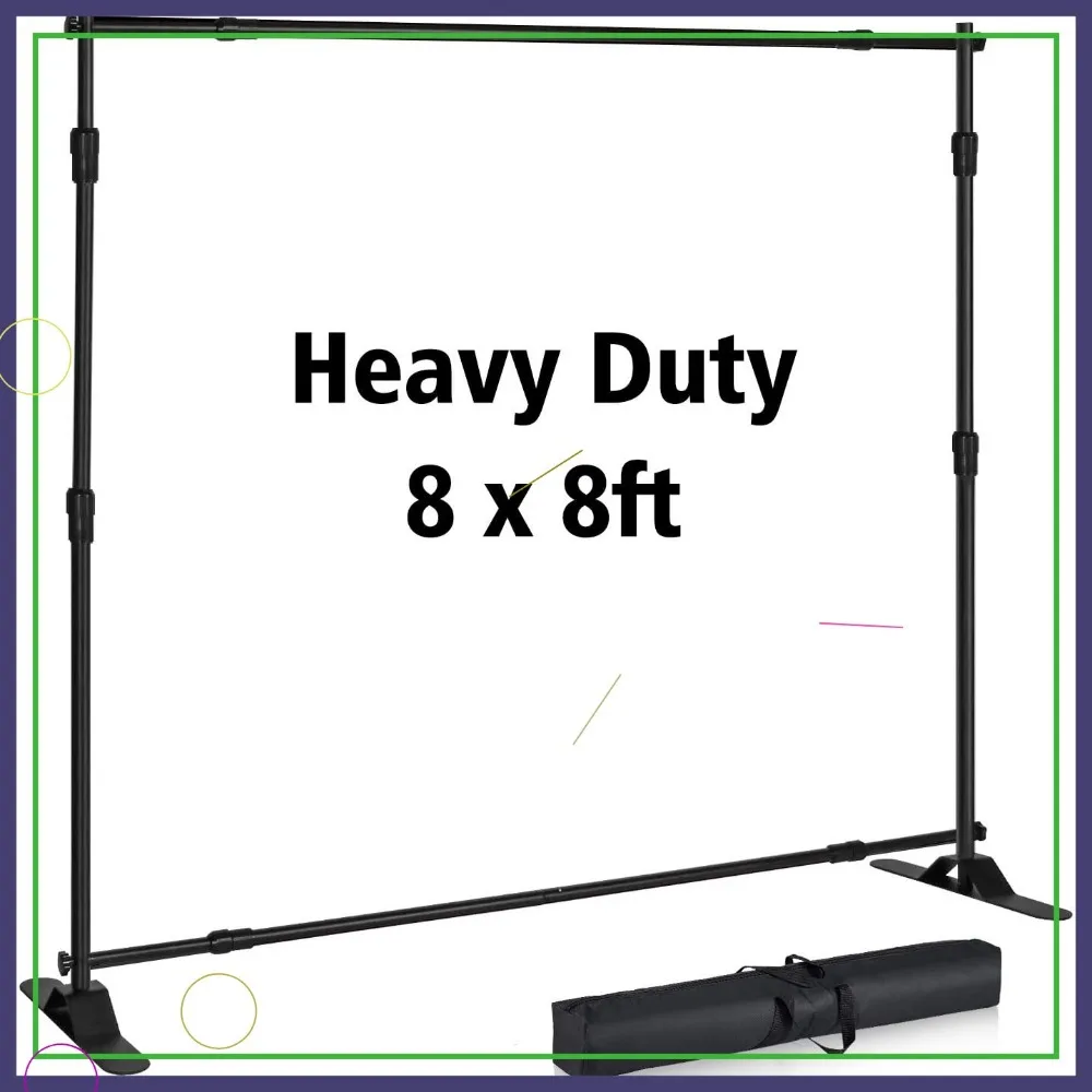 

Heavy Duty Photo Backdrop Stand, Adjustable 8x8 ft for Trade Show & Party