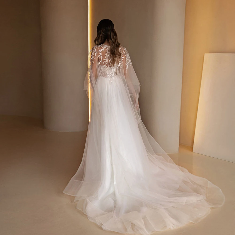 Elegant Side Slit Wedding Dresses with Lace Strapless Bridal Gowns for Women 2024 Summer Soft Tulle New Vestidos De Novia New