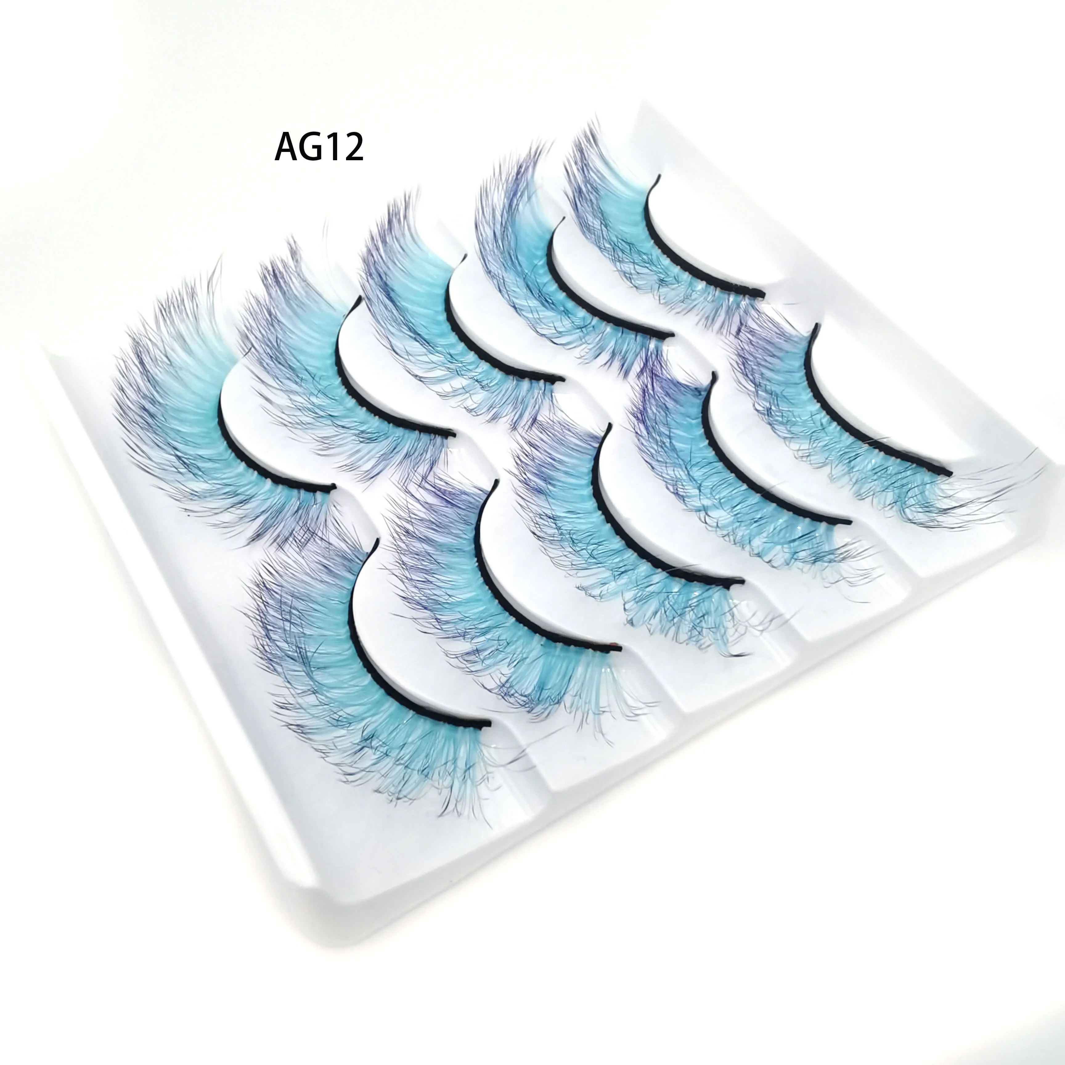 New 5 pairs 3D Mink Eyelashes Colorful 100% Mink Lashes Gradient Pink Blue Red White False Eyelashes Fluffy Soft Cilias Vendor