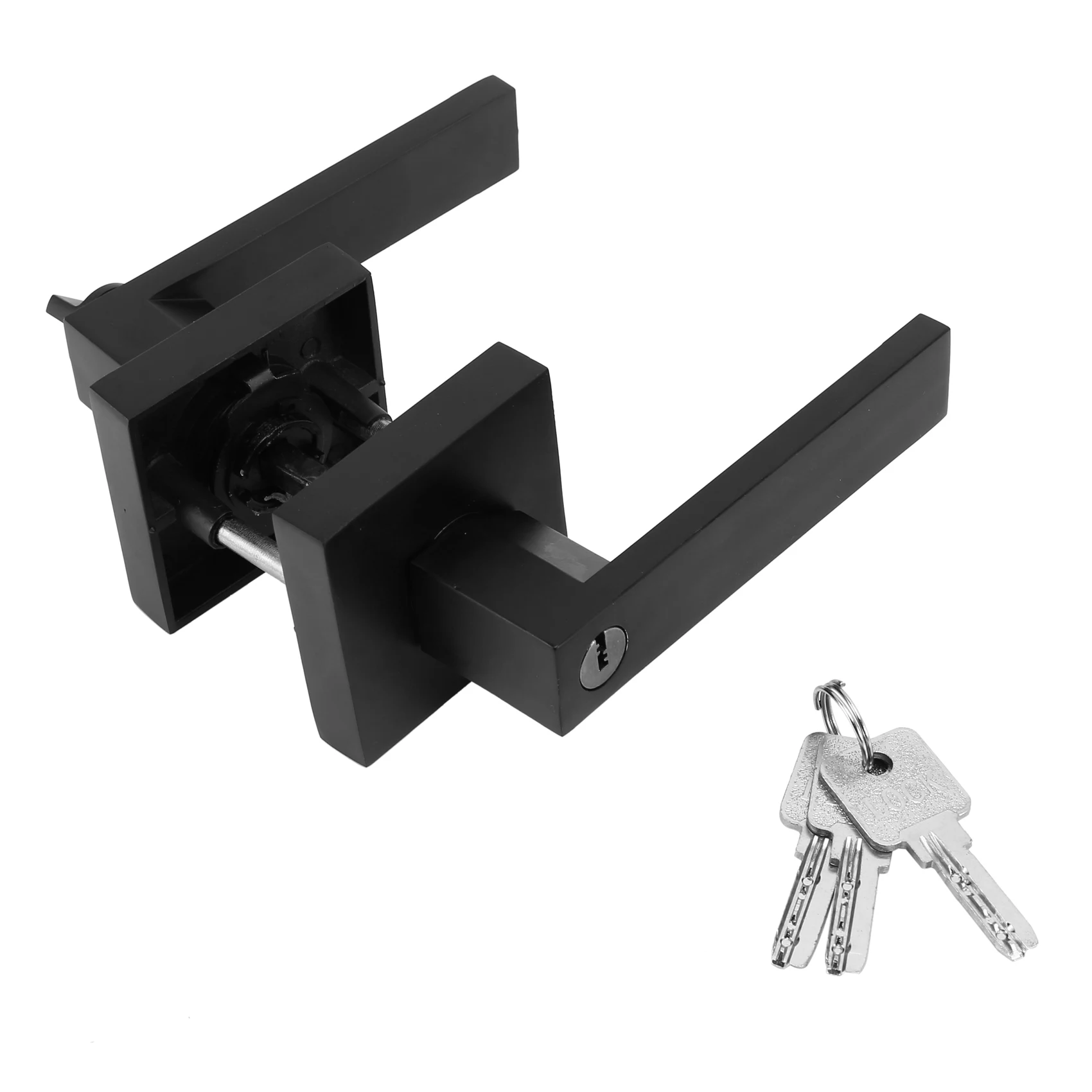 Door Handle Door Handle Lock Square Channel Privacy Mask Interior Bedroom Room Bathroom Three-Bar Spherical Lock-Black