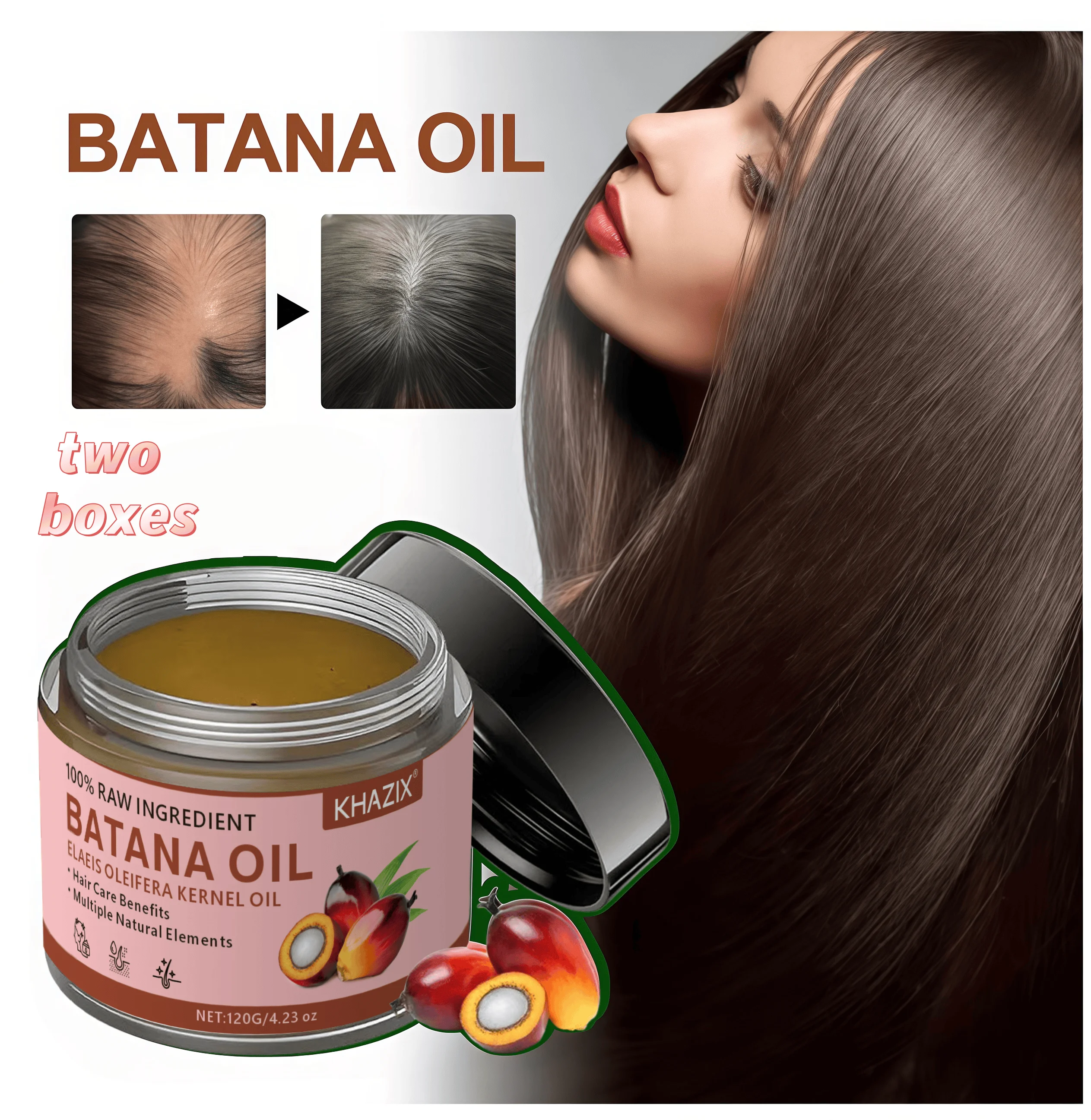 Mascarilla para el cabello 100% orgánico puro, aceite de Batana, aceite para el crecimiento del cabello, tratamiento Natural, nutre, Reduce la caída del cabello, productos para el cabello antirotura