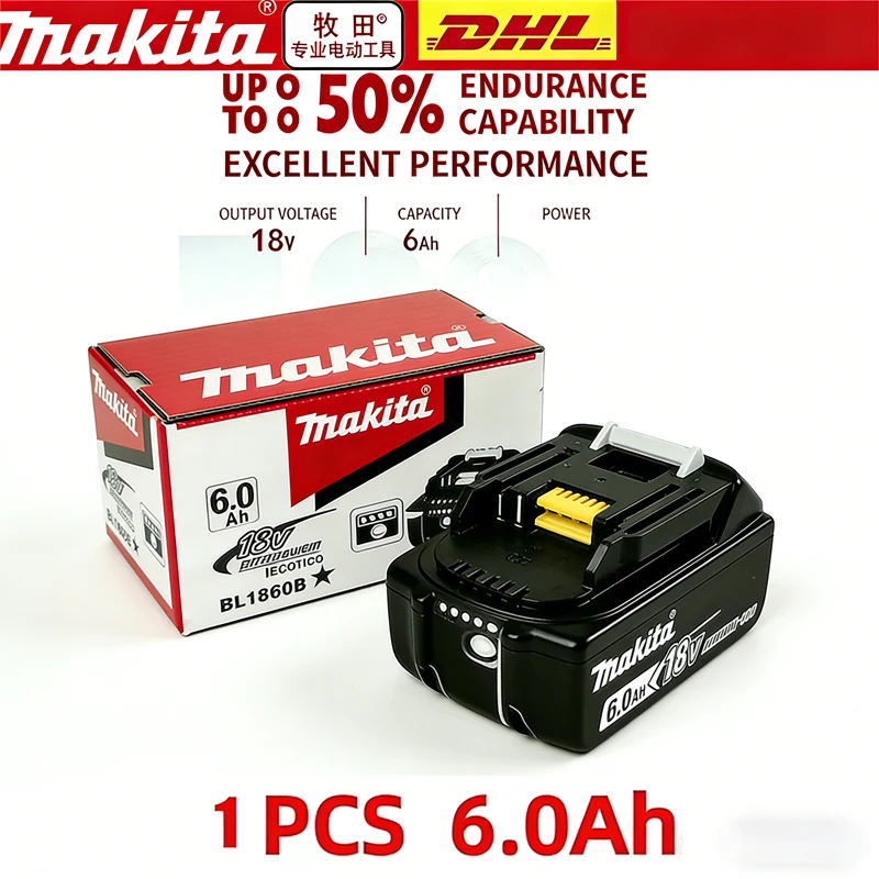 

Оригинальный литий-ионный аккумулятор Makita BL1860 6000 мАч 6 Ач для электроинструментов, замена LXT BL1840 для 18В шуруповерта с BMS