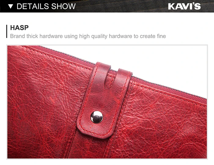 KAVIS Damen-Geldbörse, echtes Leder, lange Clutch mit RFID-blockierendem Kartenhalter, Reißverschluss, Münzgeldbörse, große Kapazität, Handytaschen – Detail 6