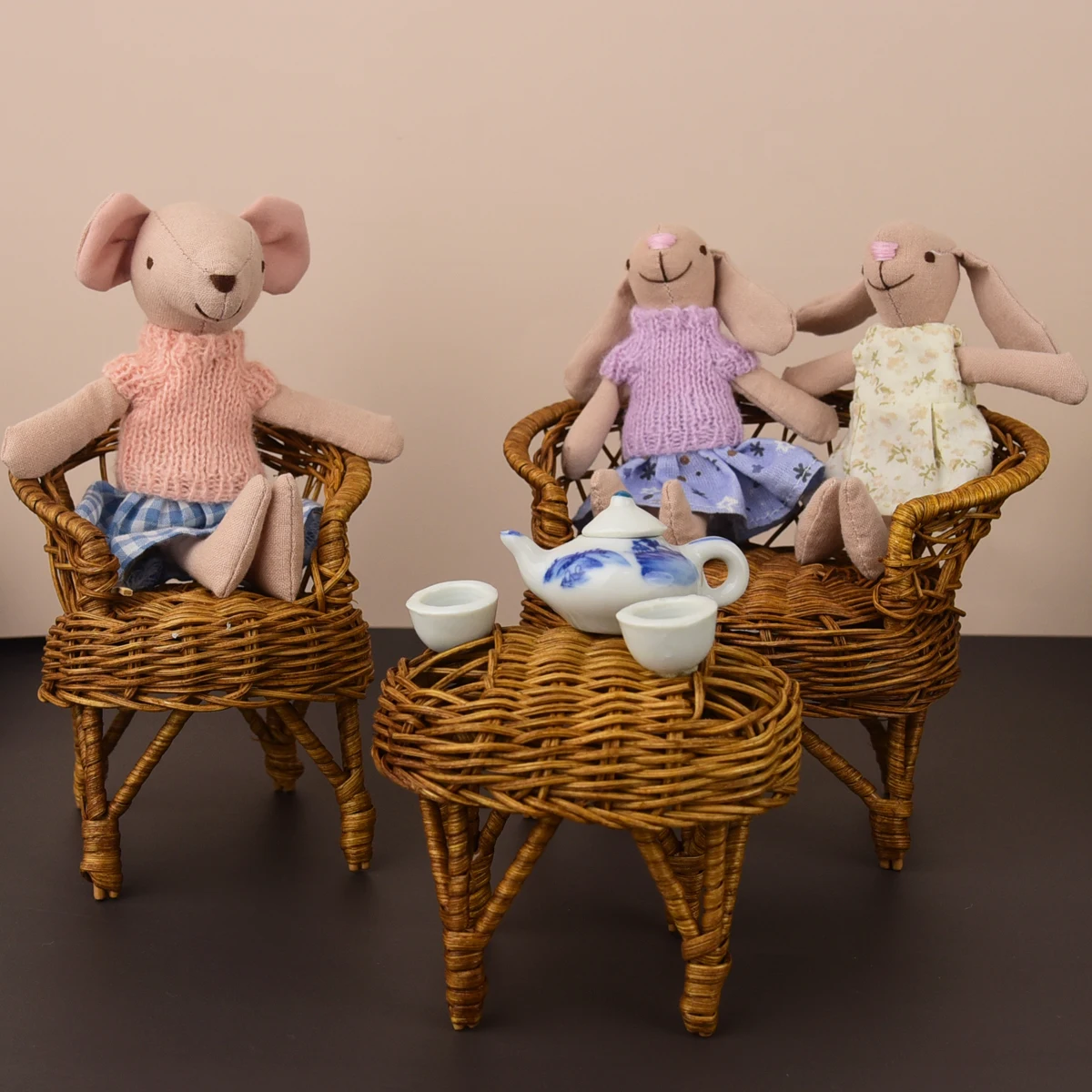 1:12 miniature furniture rattan chair for BJD OB11 doll house