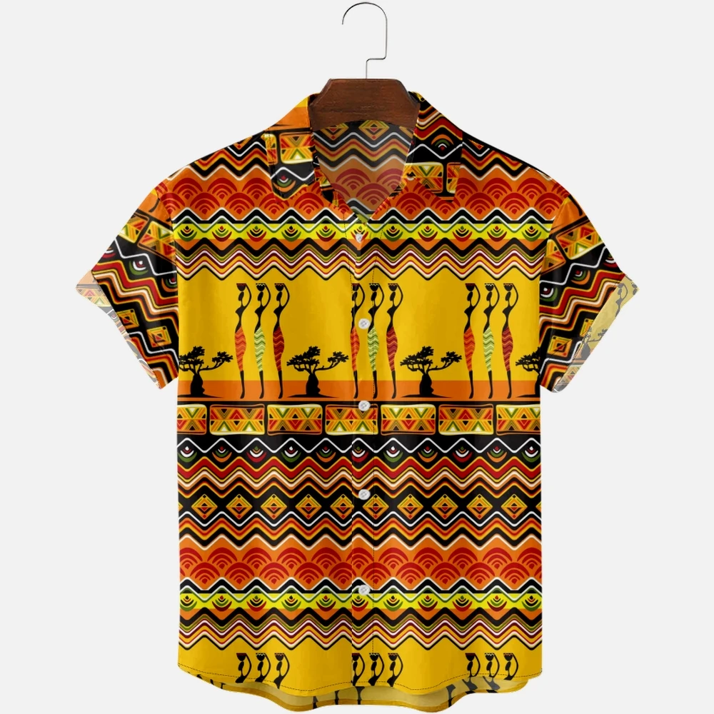 

Hawaiian Shirts for Men Egyptian Painting Style Print Cartoon Short Sleeve Shirts Summer Beach Vacation Tops Breathable