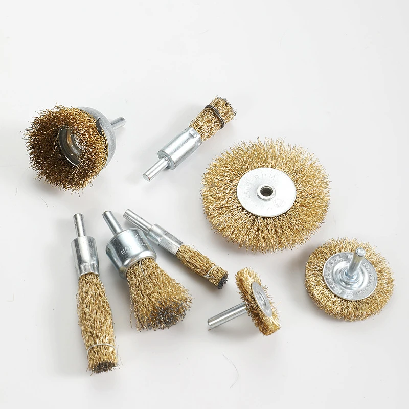 New 50mm/65mm Steel Wire Brush Brass Plated Wheels Brushes Drill Rotary Tools Metal Rust Removal Polishing Brush