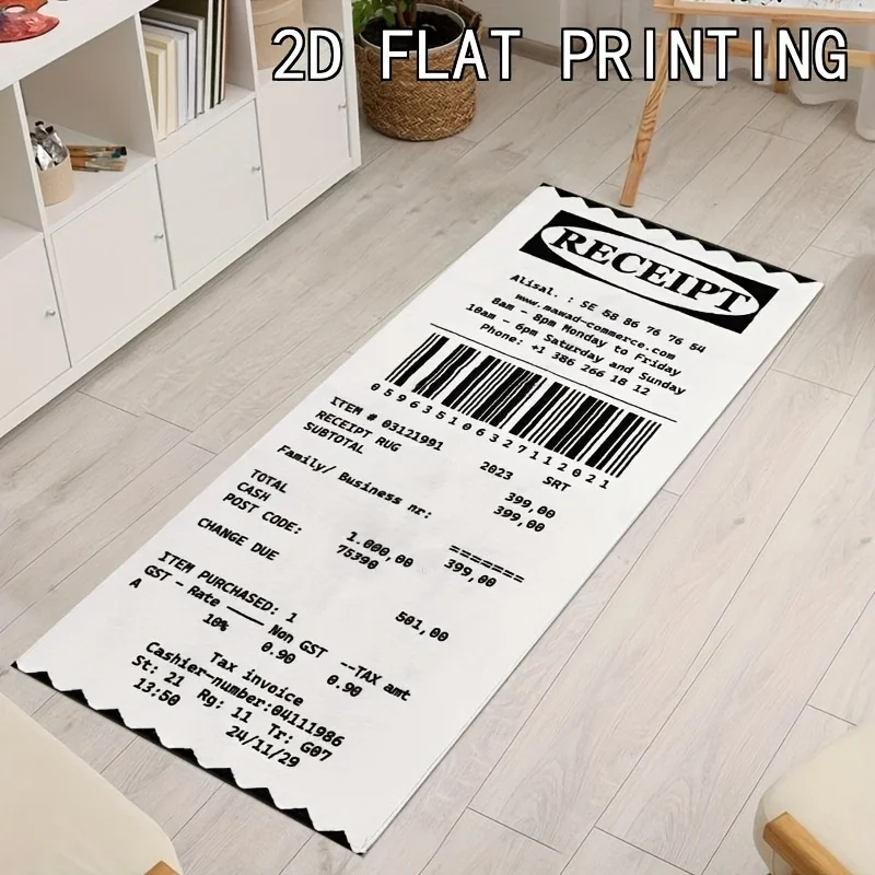 Funny Retro Receipt Style Long Floor Mat,Non-Slip Absorbent Durable Runner Rug for Bedroom Living Room Office Entryway Daily Use