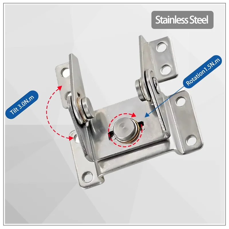 Stainless Steel Dual Axis Hinge With 60 Degree Rotational Torque Capable Of Constant Damping And Arbitrary Stopping Function
