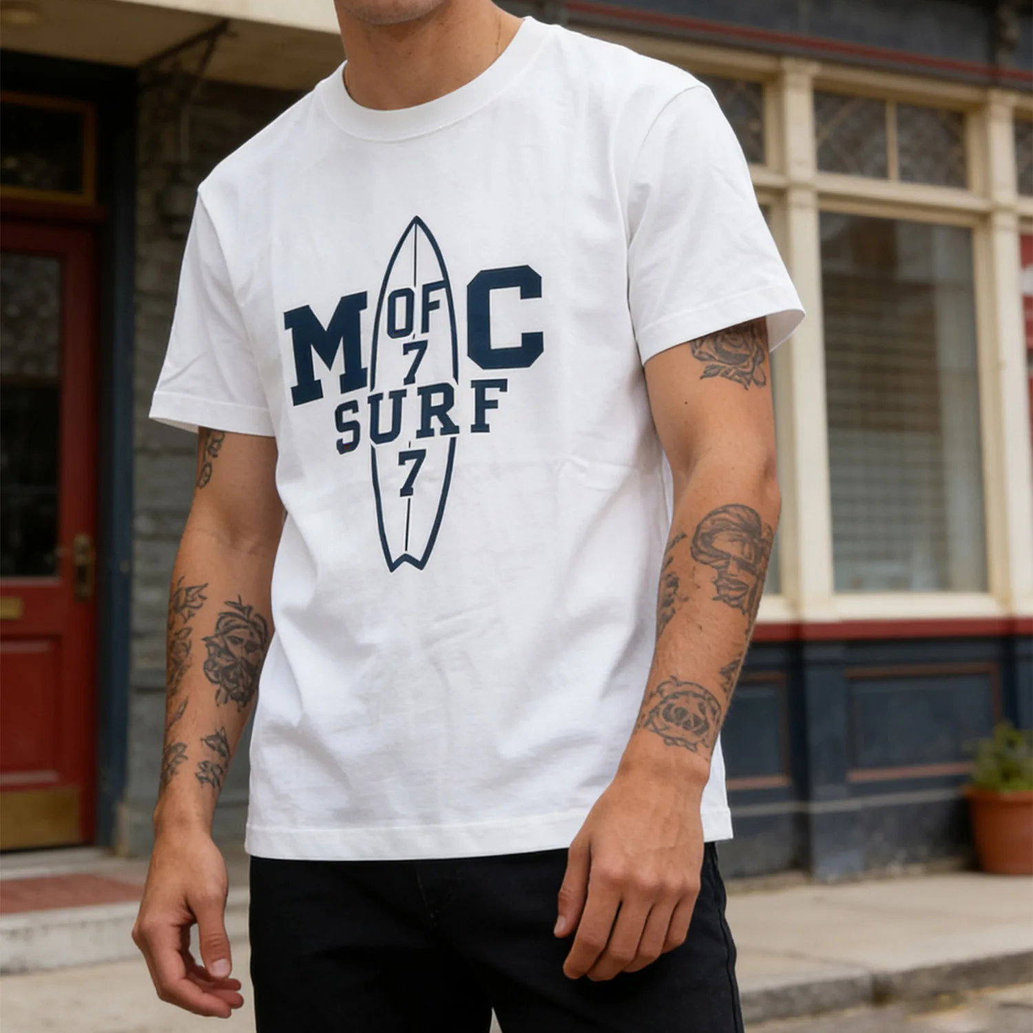 New American College West Coast Wind Surfboard Printed T-shirt 200g California Surfing Round Neck