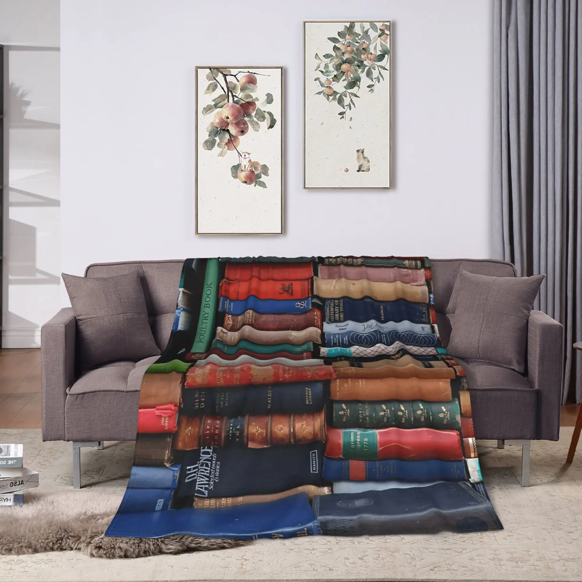 Book Shelf Throw Blanket Soft Comfy Funny Blanket  For Outdoor Travel Office Flannel Bedspread Bed Cover