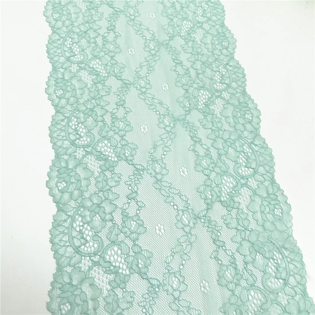 3y/lot Width 22cm Light Green Elastic Stretch Lace Trimming For Garment Accessory DIY Material Dress Lingerie Fabric