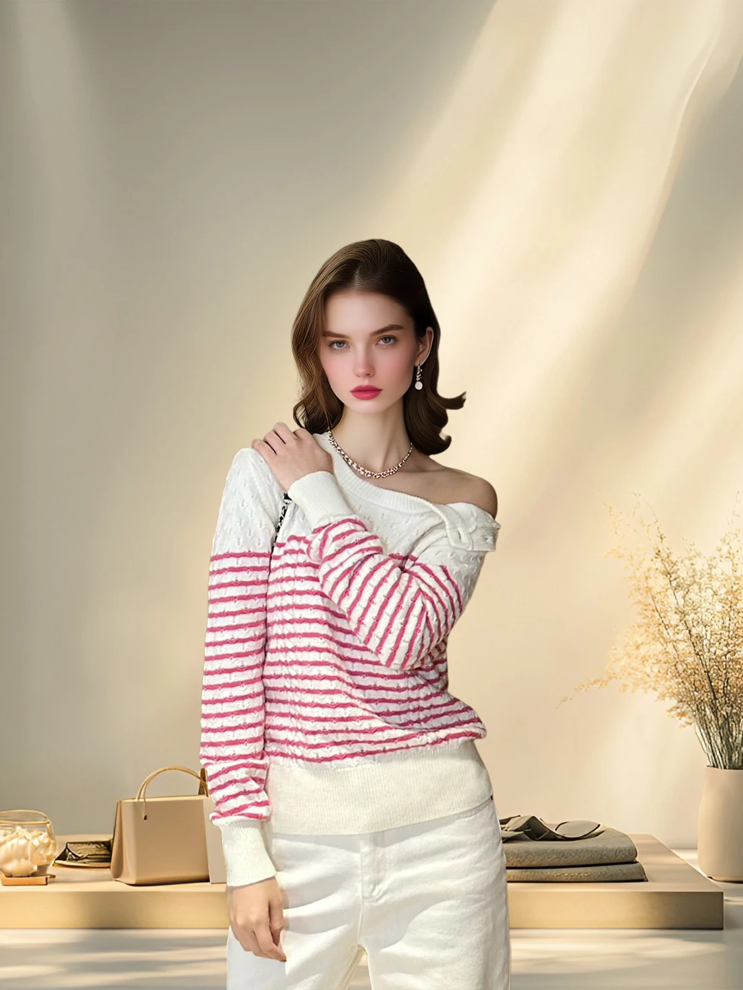 

Новое поступление осени 2025 года, вязаный пуловер в полоску с цветными блоками для женщин - свободный свитер с длинными рукавами, пальто, топ