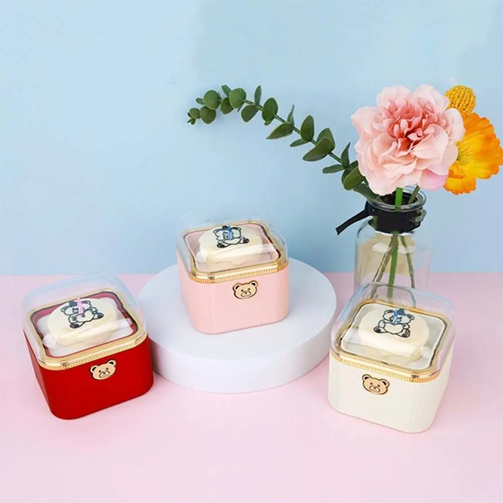 

Jewelry Display Cartoon Bear Flip Ring Box Automatic Romantic Rotating Jewelry Box Cute Mini Cake Gift Box Marriage Proposal