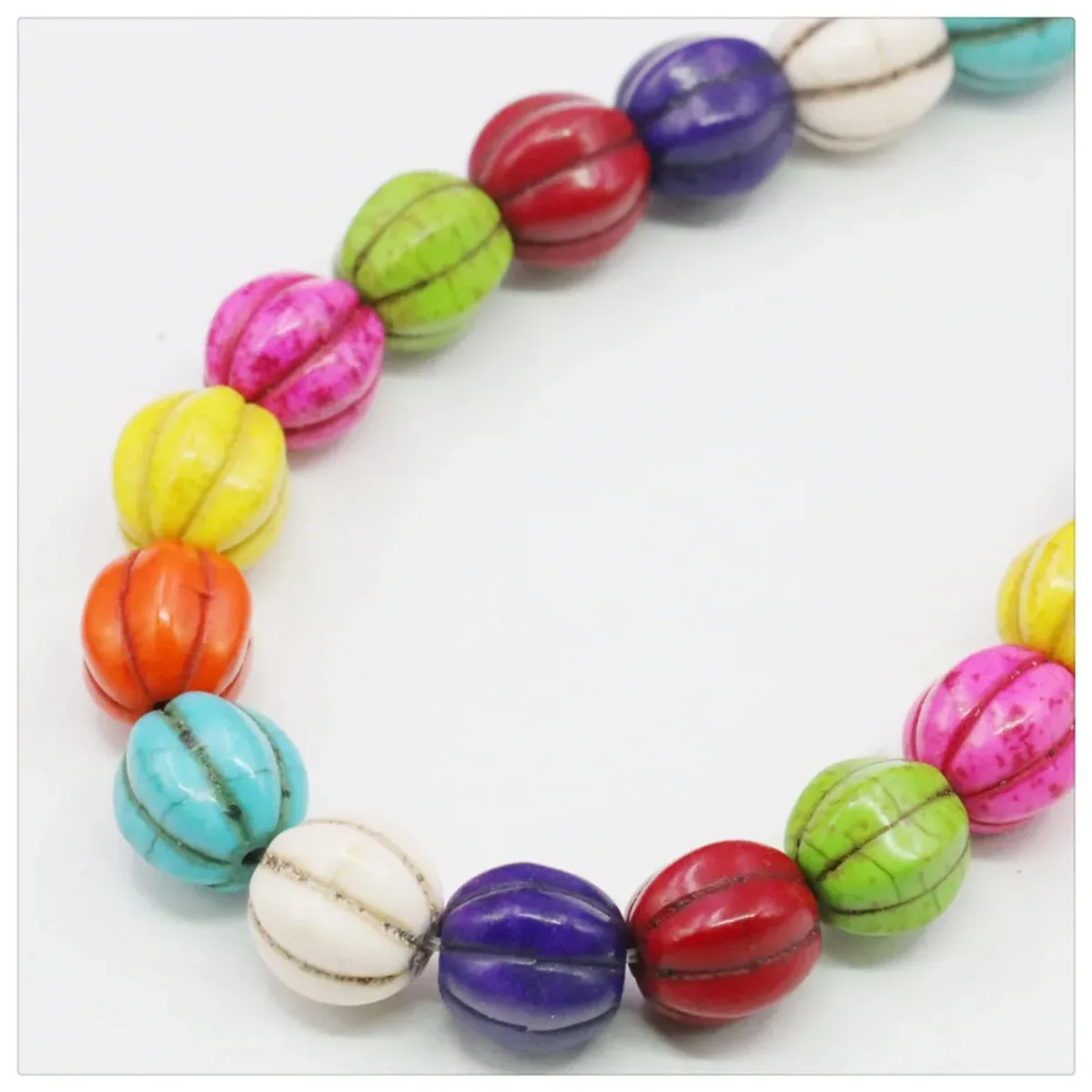 10 12 14 مللي متر متعدد الألوان اليقطين تركيا الفيروز فضفاض الخرز يدوية ل عقد دي اي واي سوار صنع المجوهرات تصميم النساء فتاة