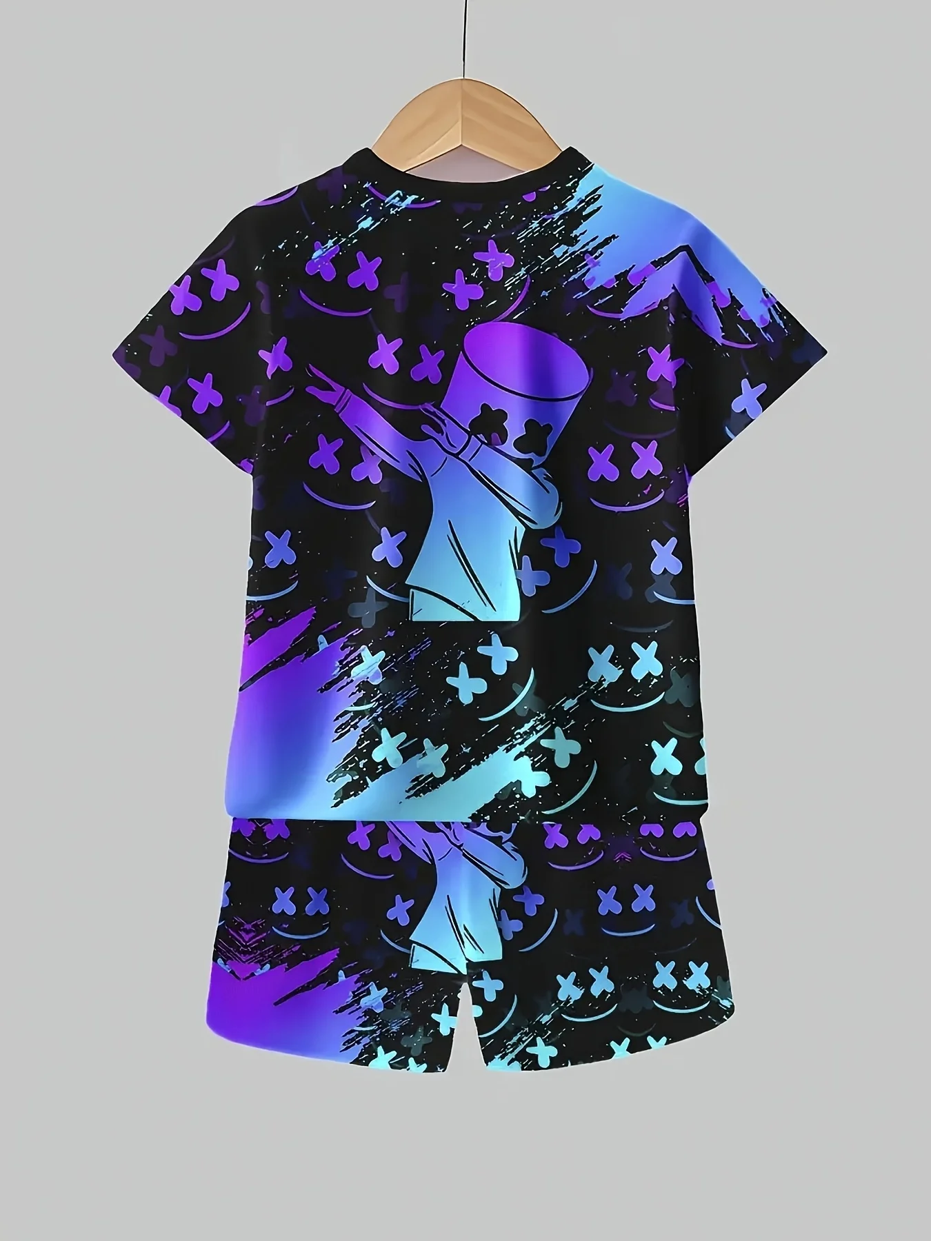 Fashionable 3D Printed Casual Short Sleeved T-shirt Set, Outdoor Sports Shorts Set, Suitable for Outdoor Activities