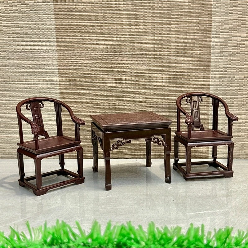 

1set Dollhouse Mini Plastic Table and Chair Set Model Playhouse Living Room Mini Simulated Furniture Ornament Decor Need Diy