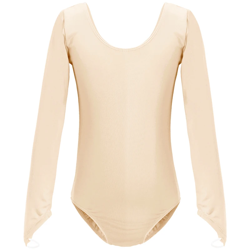 Girls Ballet Leotards Nude Ballet Underwear Child Kids Gymnastic Seamless Dance Leotard Long Sleeve High Stretch Ballet Bodysuit