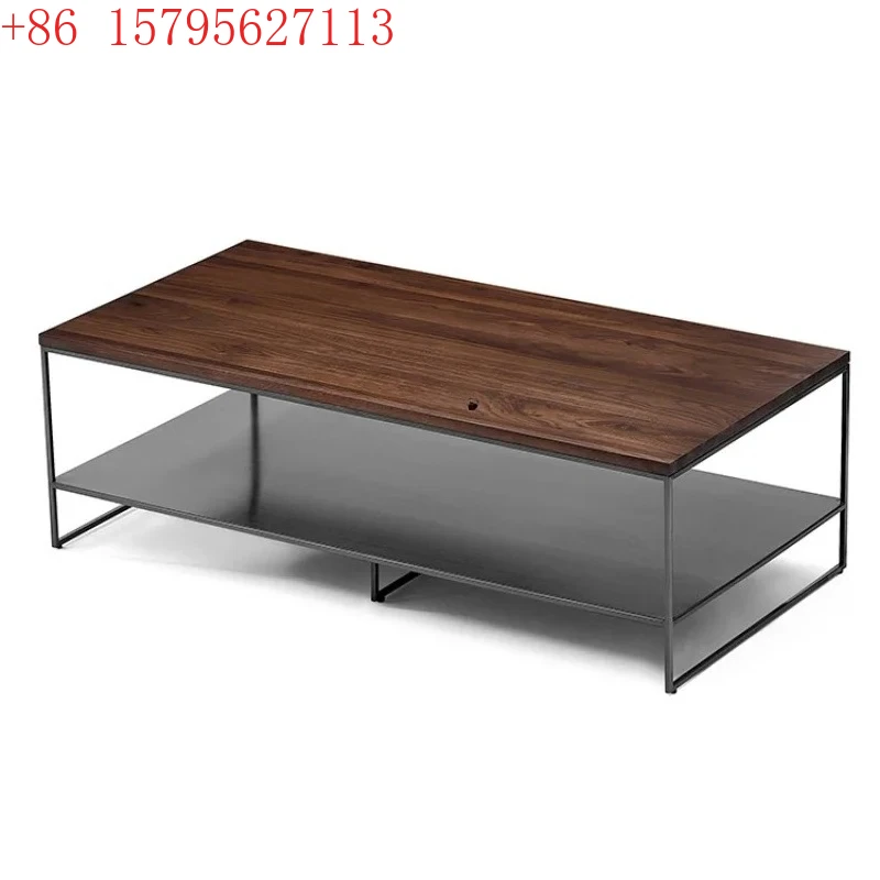 

02North American Black Walnut Solid Wood Coffee Table Living Room Small Apartment Industrial Style Minimalist Tea Table