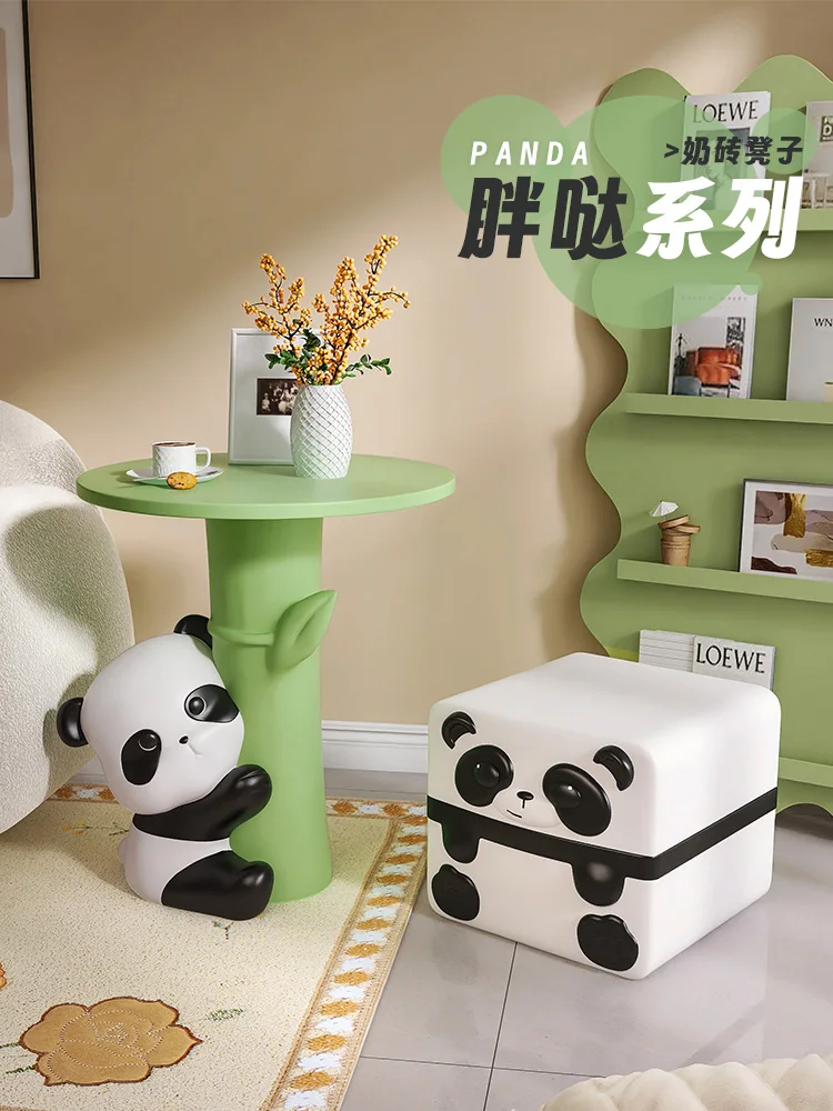 Cartoon panda shoe changing stool living room home sofa small stool creative cute children's pedal animal stool ornaments