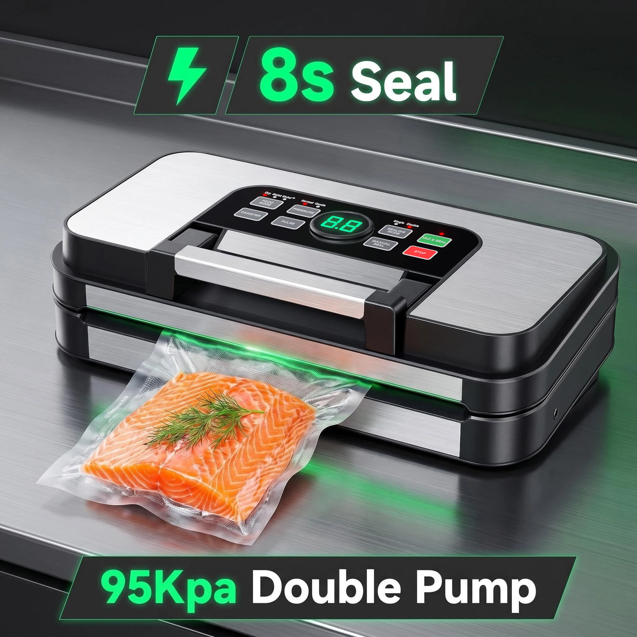 Meal Prep Vacuum Seal - 95KPA Dual Pump Vacuum Sealer Machine