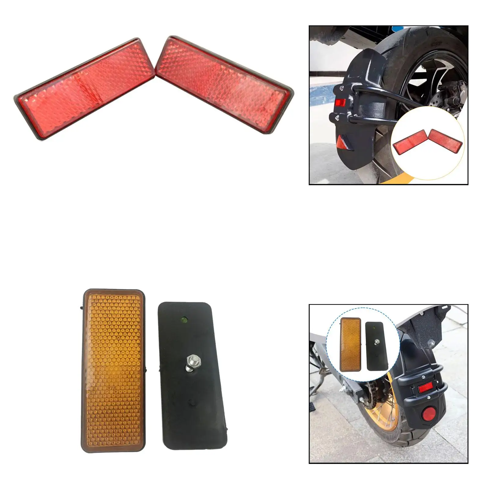 

Universal Motorcycle Reflector Plate Sturdy Plastic Safety Board for Scooter Bicycle ATV Rear Tail Light Enhancement