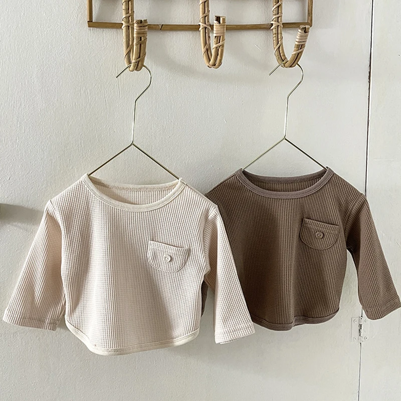 

Baby Blouse Waffle Boys Tops Girls Clothes Casual Outfit Spring Boys Girls T-shirt Casual T-shirts Kids Soft Kids Tops Clothes