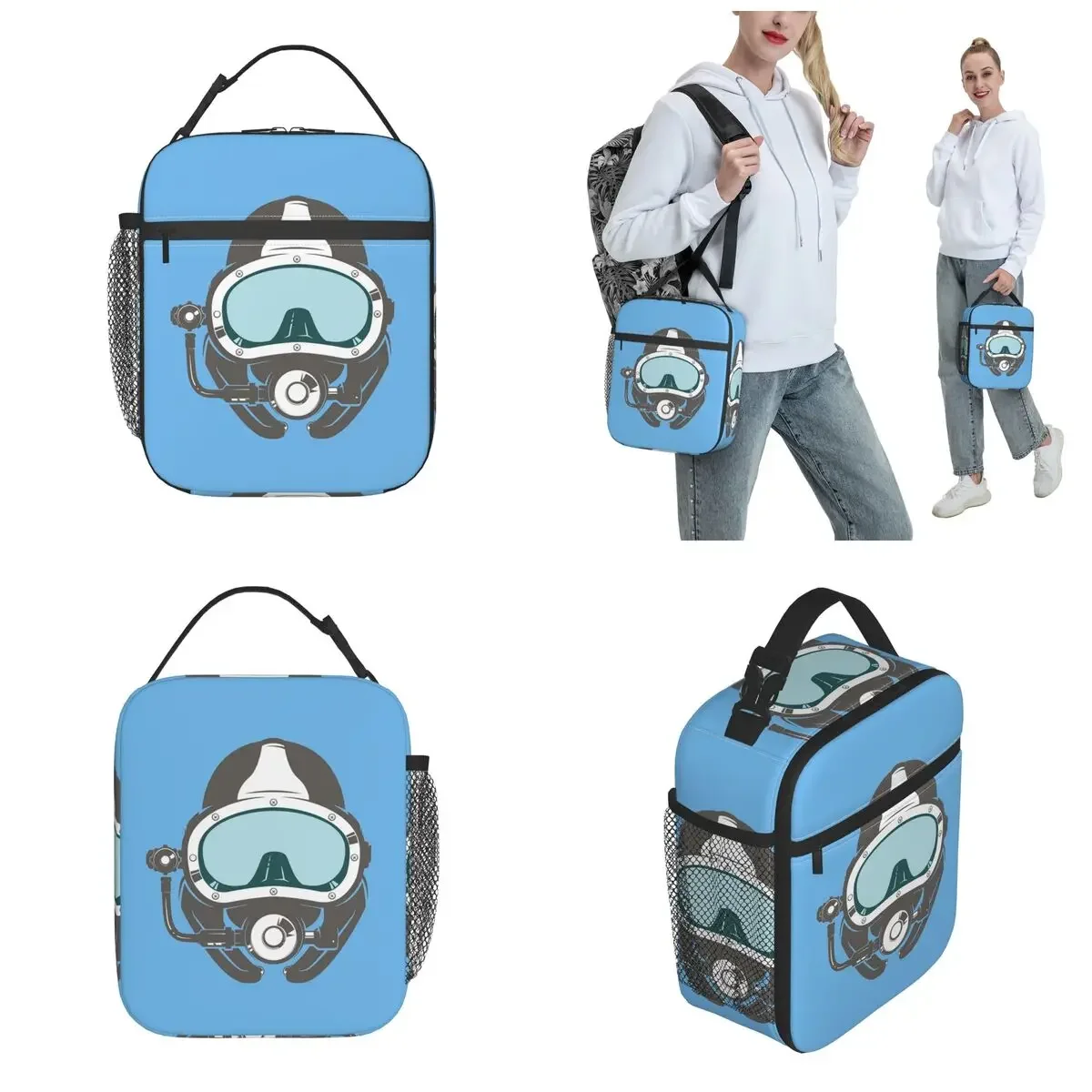 Scuba Diver Mask Diving Thermal Insulated Lunch Bags for Office Portable Food Container Bags Thermal Cooler Lunch Boxes