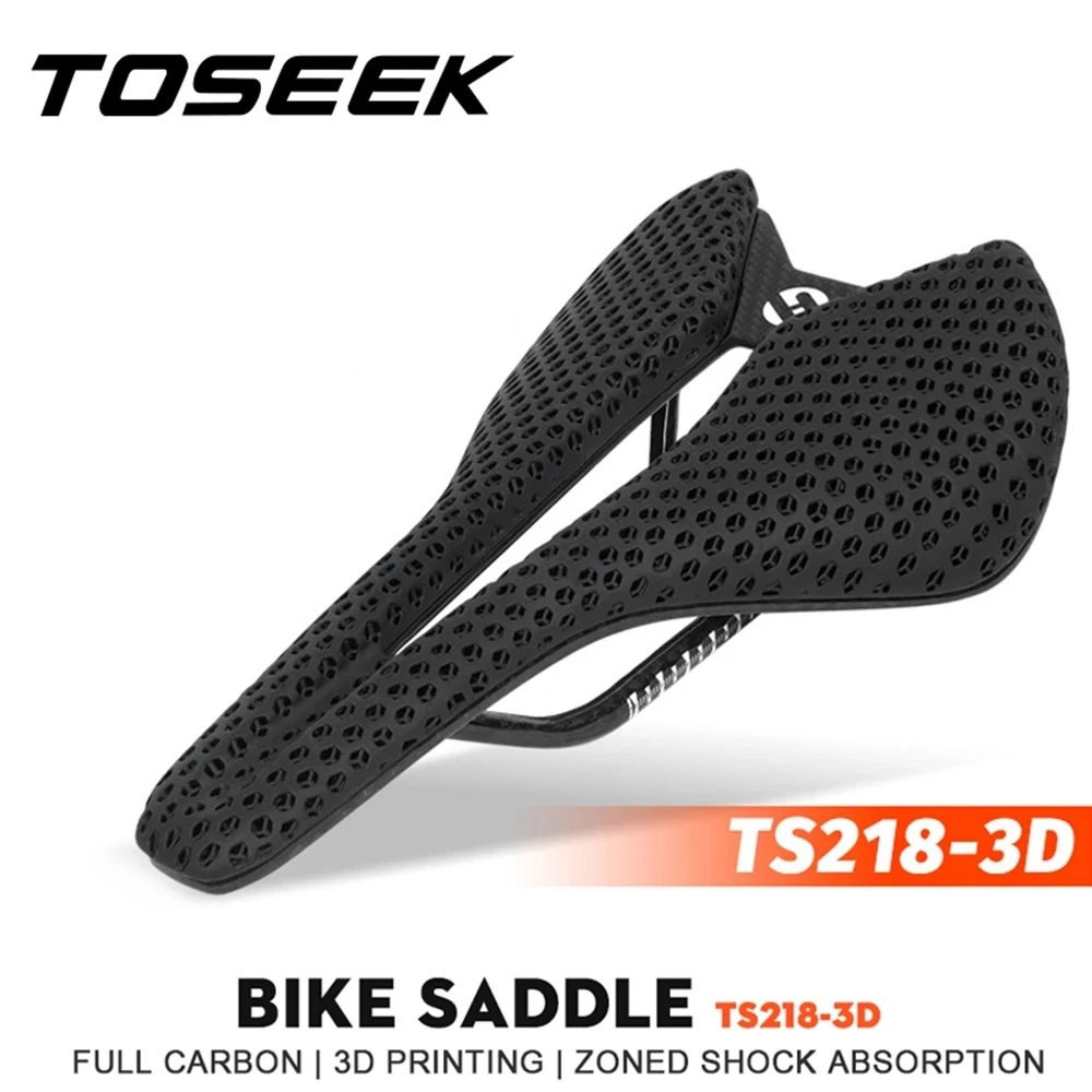 

TOSEEK Bicycle 3D Printed Saddle Carbon Fiber Ultralight Hollow Comfortable Breathable MTB Mountain Road Bike Cycling Seat Parts