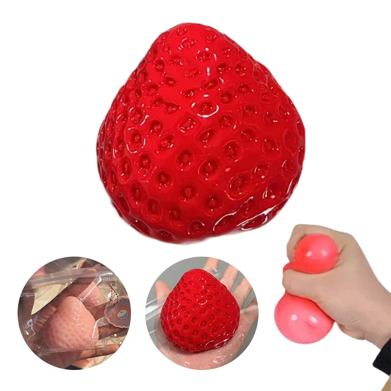 1PC Party Gift Simulated Strawberry Release Ball Decompression Fruit Ball Pinch Le Decompression Ball Children's Release Toy