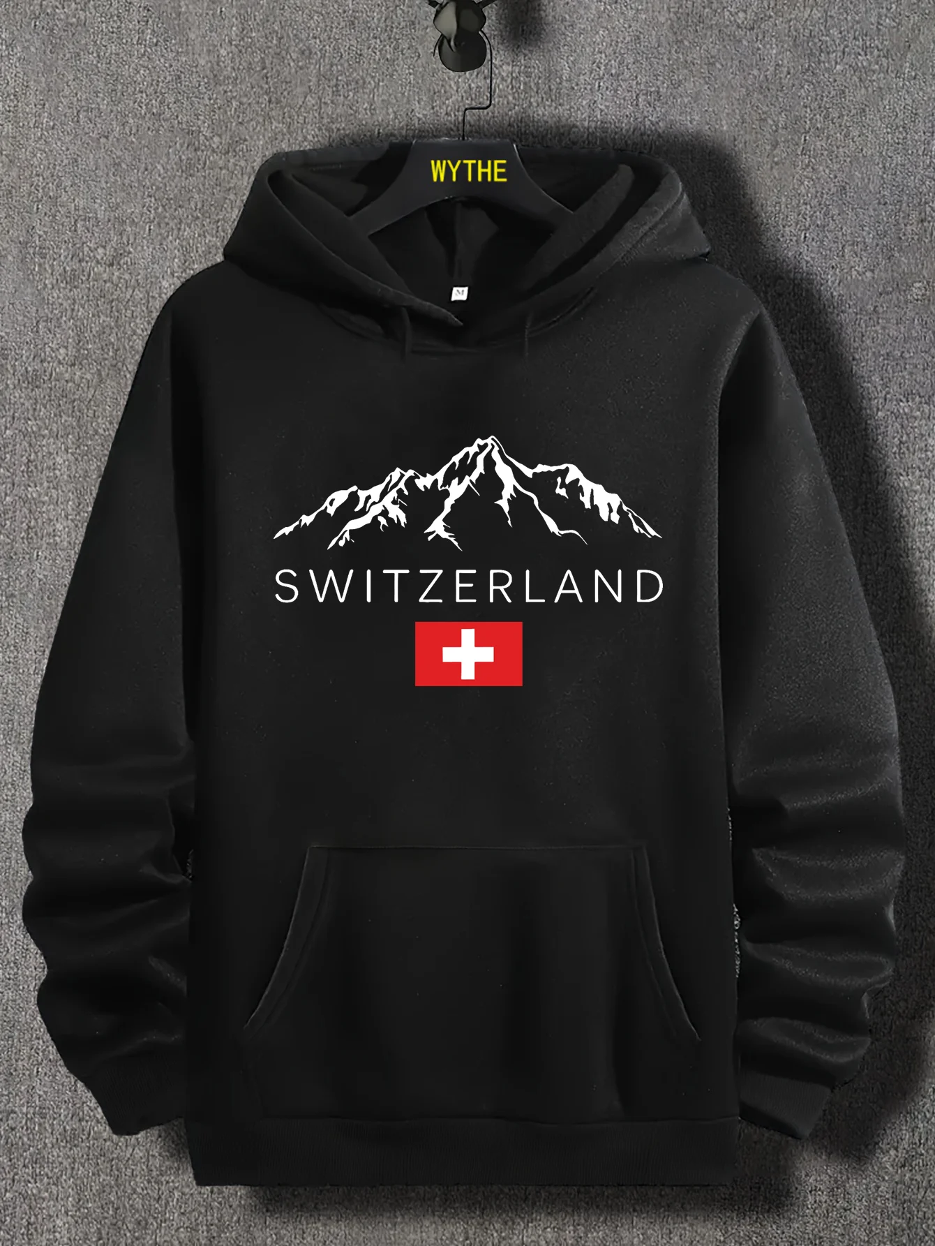 

Мужская осенне-зимняя повседневная модная свободная толстовка с капюшоном, теплая толстовка с длинными рукавами и принтом Swiss Mountain