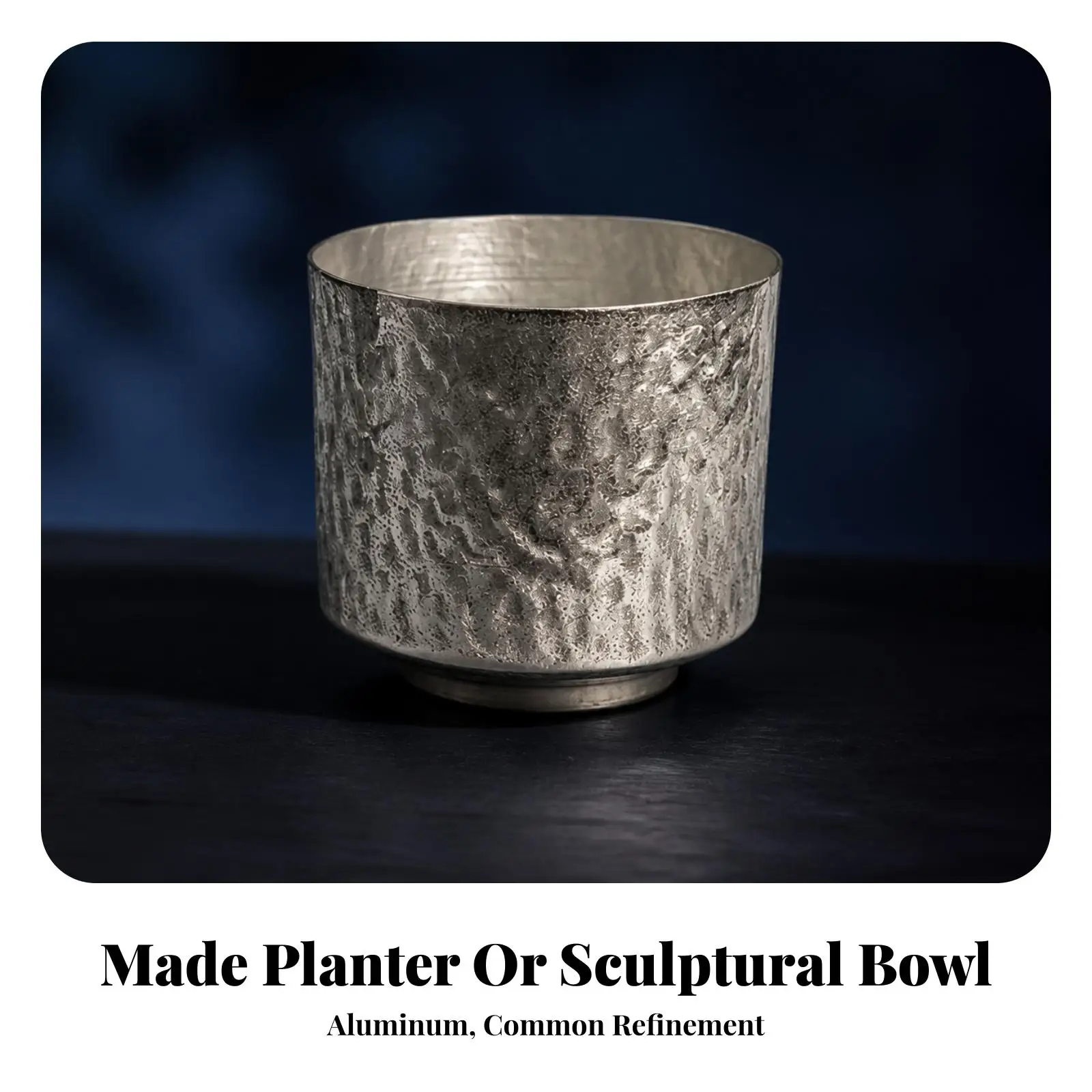 Aluminum Decorative Storage Bowl with Hammered Texture for Home Interior Planters Shelf Decor
