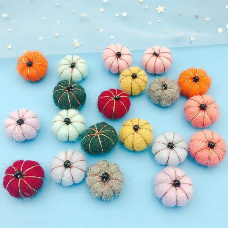 

5Pcs/set Newborn Photography Props Wool Felt Pumpkins DIY Craft Ornament Halloween Decorations Felt Balls Pumpkin Harvest Decors