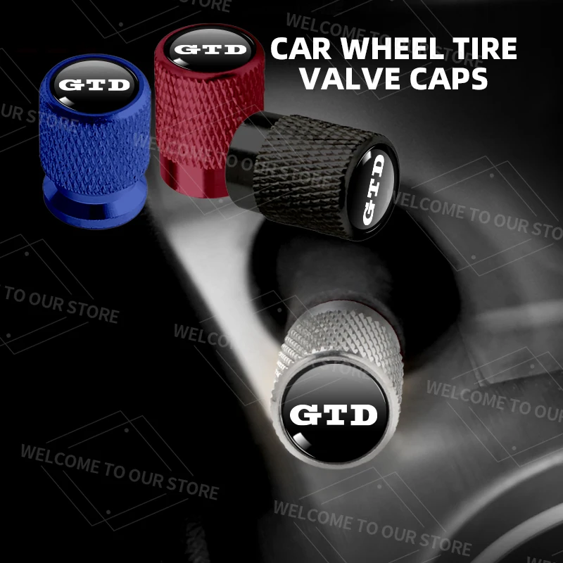 4pcs/1set GTD Logo For Santana Golf Polo MK7 Bora Jetta Passat Touareg Car Valve Caps Wheel Tires Air Tyre Stem Protective Cover