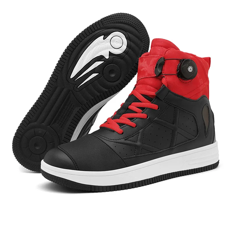 Wear-resistant Motorcycle Boots Men's Anti-fall Motorcycle Protection Anti-slip Black Biker Boots Breathable Motocross Shoes