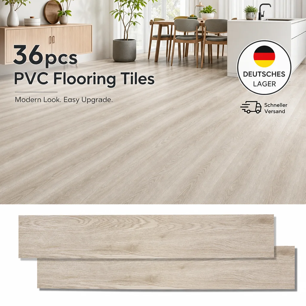 36 Stück 5m² Selbstklebende PVC-Vinyl-Bodenbeläge mit Holzeffekt, Abzieh- und Aufkleb-Bodenplanken 914x152mm 1,8mm Wasserdicht Rutschfest DIY-Bodenbelag für Schlafzimmer Wohnzimmer Balkon