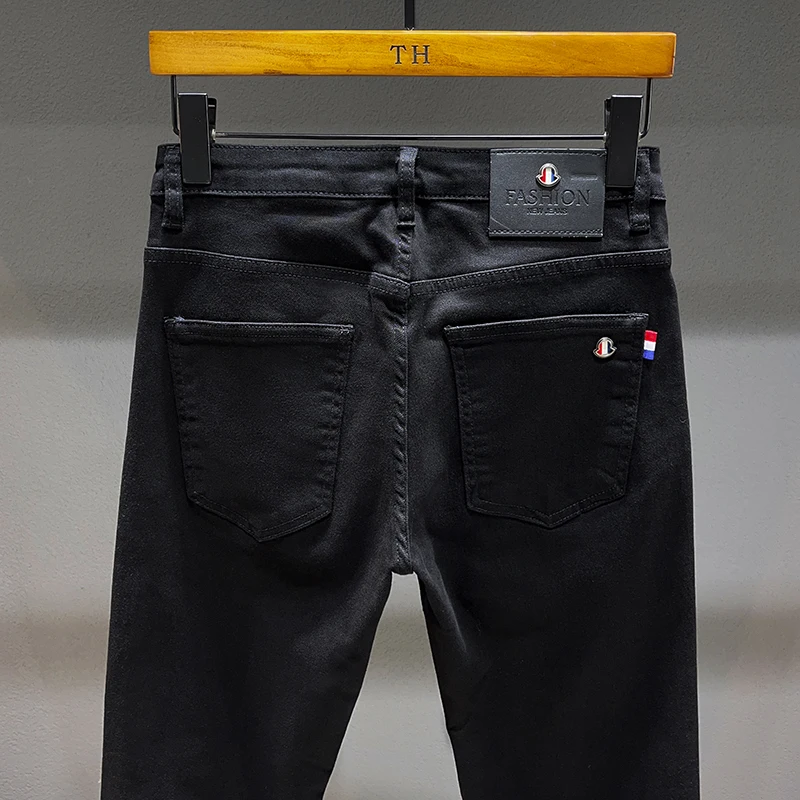 

FashionY2k New Jeans Laundry Nostalgic Stretch Slim Fit Black Men's Embroidered Jeans Designer Pants Hombre