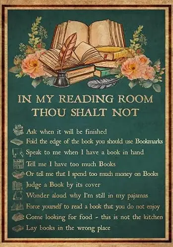 Eeypy in My Reading Room Thou Shalt Not Poster Reading Lover Gift Book Room Rules Poster Book Decor Funny Book Book Lover Metal