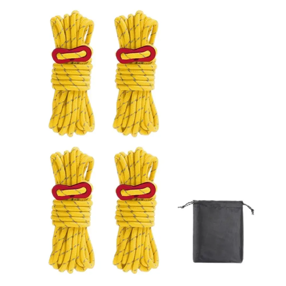 Corda per tenda di regolazione del cavo della tenda in Nylon riflettente da 4 pezzi 4m per l'imballaggio esterno della tenda da campeggio