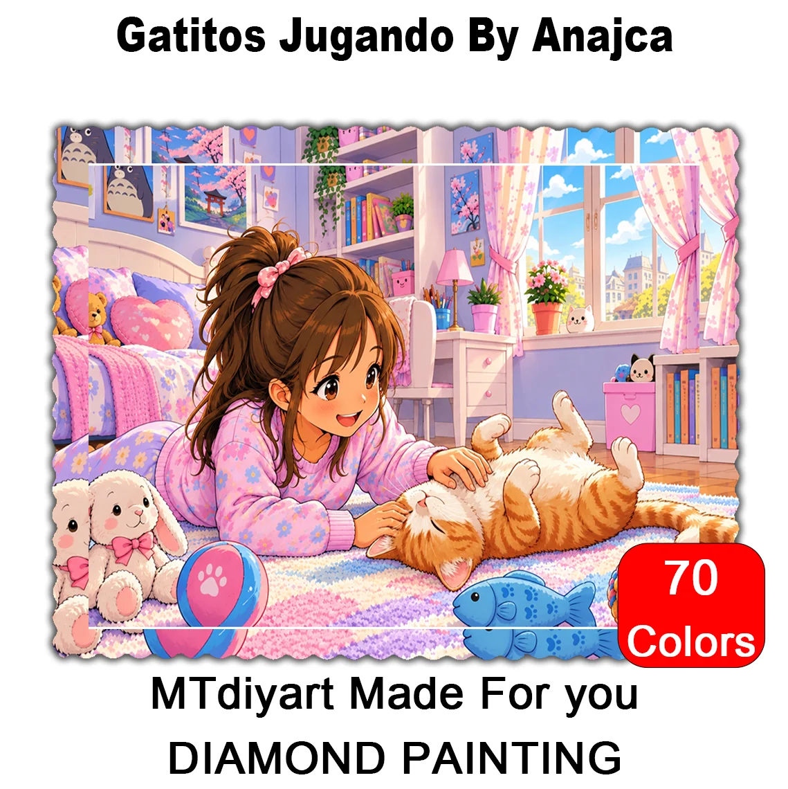 Gatitos Jugando 50x80 70x110 By Anajca 70 Colors Diamond Painting