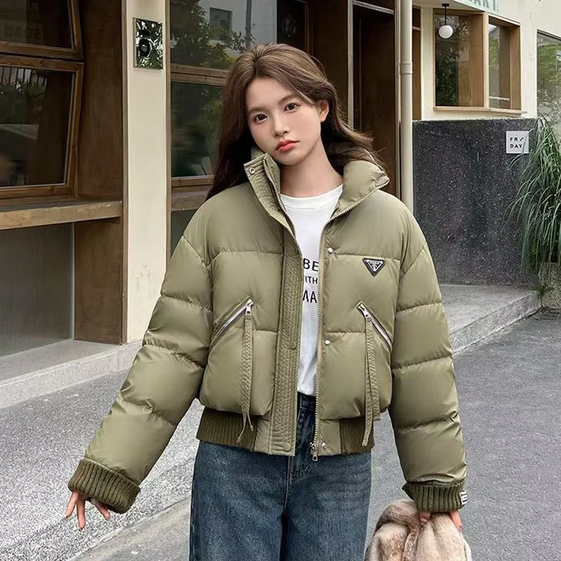 Short Down Cotton-padded Coat Women's 2024 New Fashion Style Winter Cotton-padded Jacket Stand-up Collar Cotton-padded Coat Top