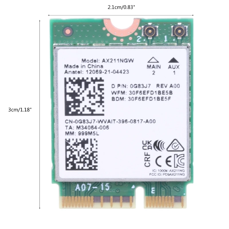 WiFi6E AX211NGW Wifi Card 2.4/5/6Ghz 5374M Wireless Networking Adapter Bluetoothcompatible 5.3 AX211 M.2 Cnvio2 QXNF