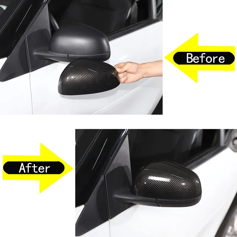 2Pcs ABS Carbon Fiber For Mercedes Smart 451 453 Fortwo Forfour 2009-2021 Car Rearview Mirror Decorative Cover Sticker Parts 2