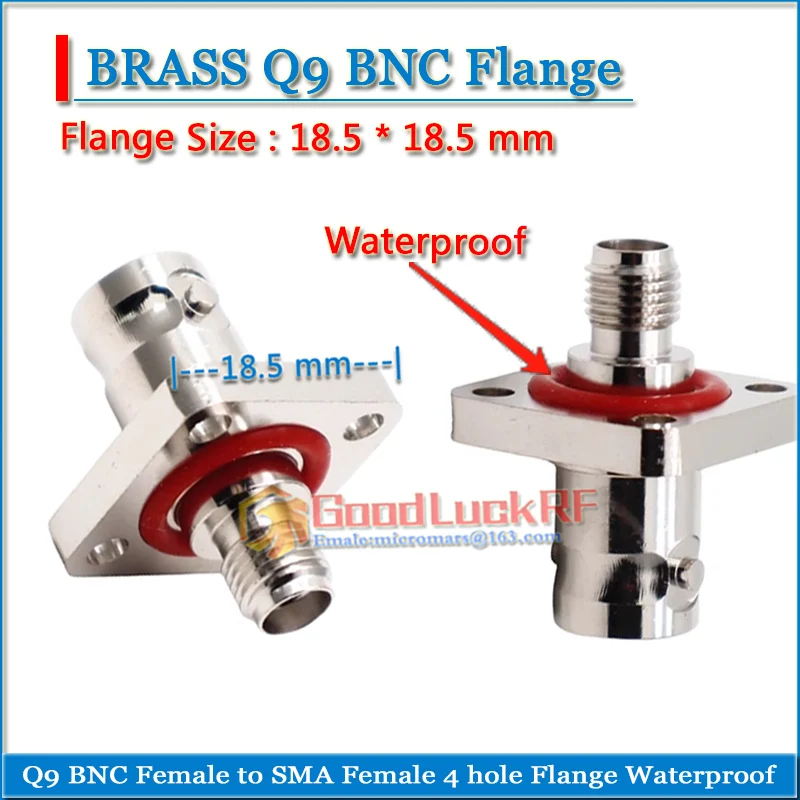 

SMA Female to Q9 BNC Female Plug 4 hole Flange Panel Mount Waterproof ring 18.5mm Copper 50ohm RF Connector Adapters Socket