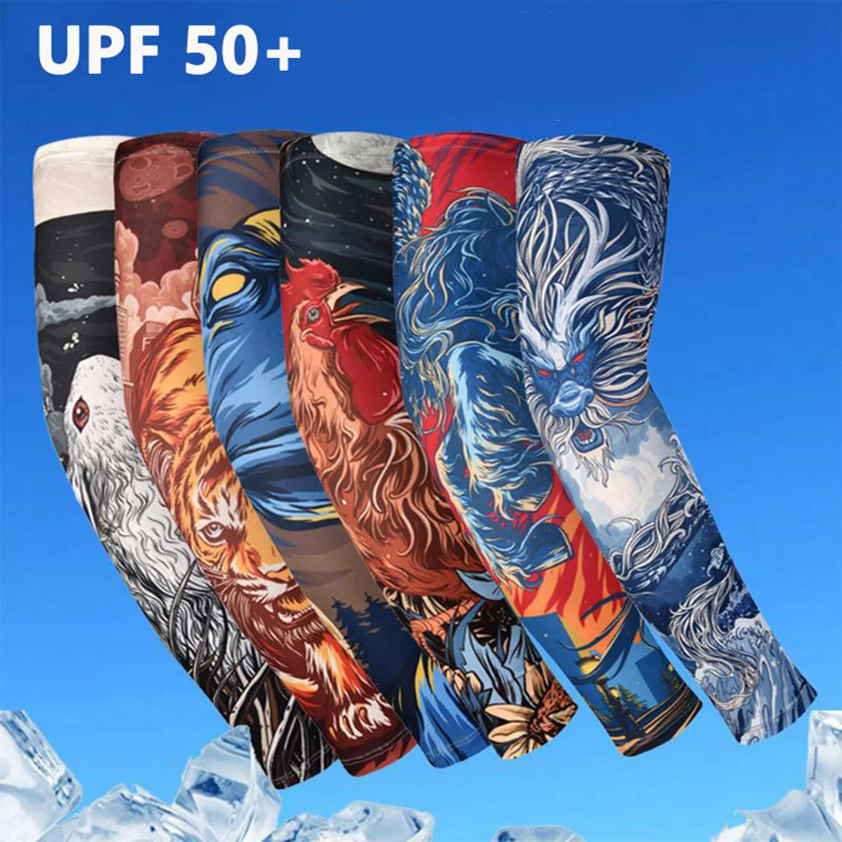 Personalized Zodiac Tattoo Sleeves Ice Silk Arm Covers Summer Cycling and Driving Ice Cool Sleeves Arm Protection Gloves