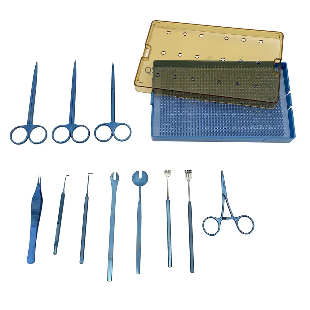 Enucleatie Set Titanium Microscopie Chirurgische Kit Oftalmische Instrumenten Met Sterilisator Doos