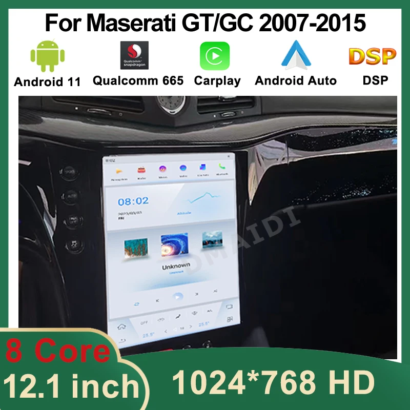 

Qualcomm Car Radio 12.1 Inch Tesla Style For Maserati GT GC GranTurismo 2007-2015 Android Auto GPS Navigation Carplay Stereo DSP