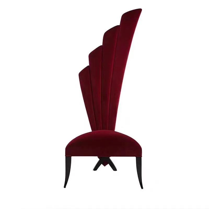 

Simple modern designer wing shape solid wood hotel villa model room fabric petal high back chair