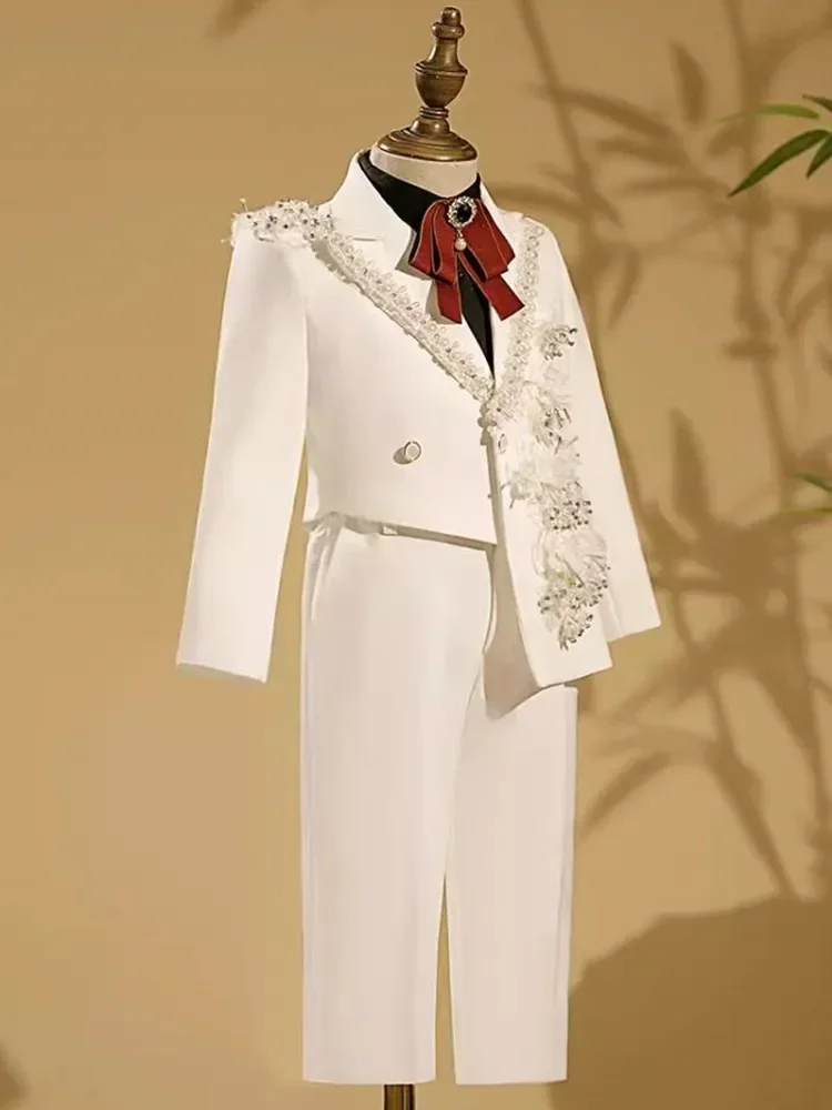 2025 Nuovi bambini Host Piano Performance Suit Bambini Matrimonio Compleanno Festa Abito da sera Ragazzi Passerella Blazer Set